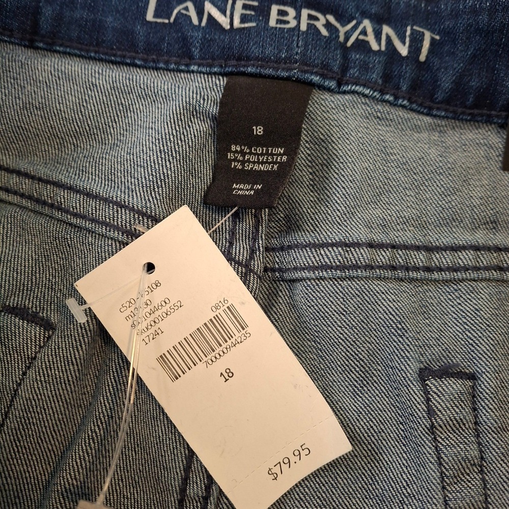 Lane Bryant High Rise Flare Jeans Womens 18 Blue Exposed Button Fly Raw Hem NWT - Picture 5 of 9